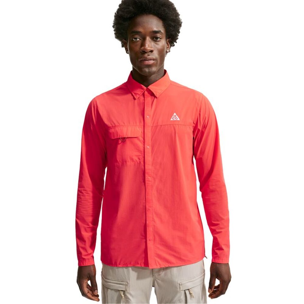 Nike Mens ACG Half Zip Long-Sleeved Running T-Shirt / Crimson/White